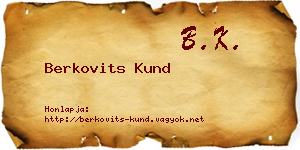 Berkovits Kund névjegykártya